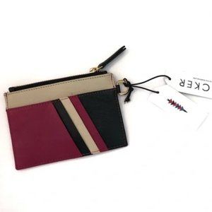 THACKER NEW YORK AMBER GENUINE LEATHER ID CARD WALLET WRISTLET NWT